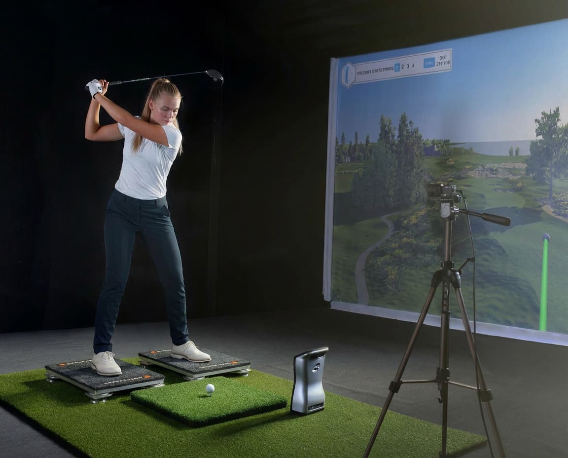 Golfer in a studio on dual force plates 