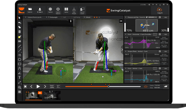 Golf swing analysis software interface