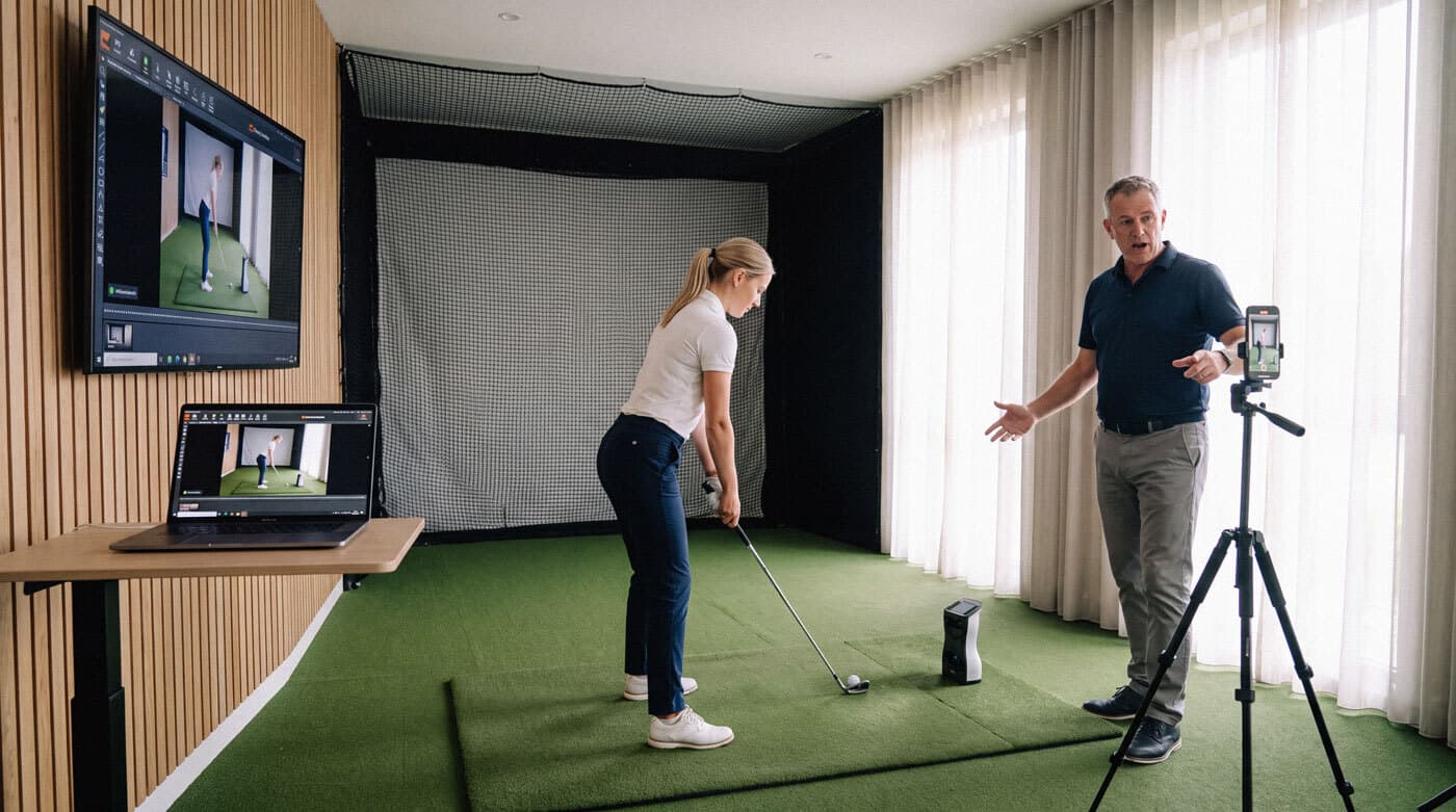 Swing catalyst coaching bay setup with iphone camera