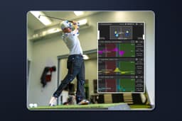 Golfer in studio on sensor plates using Markerless Motion Captrue analysis, with bakcground.jpg