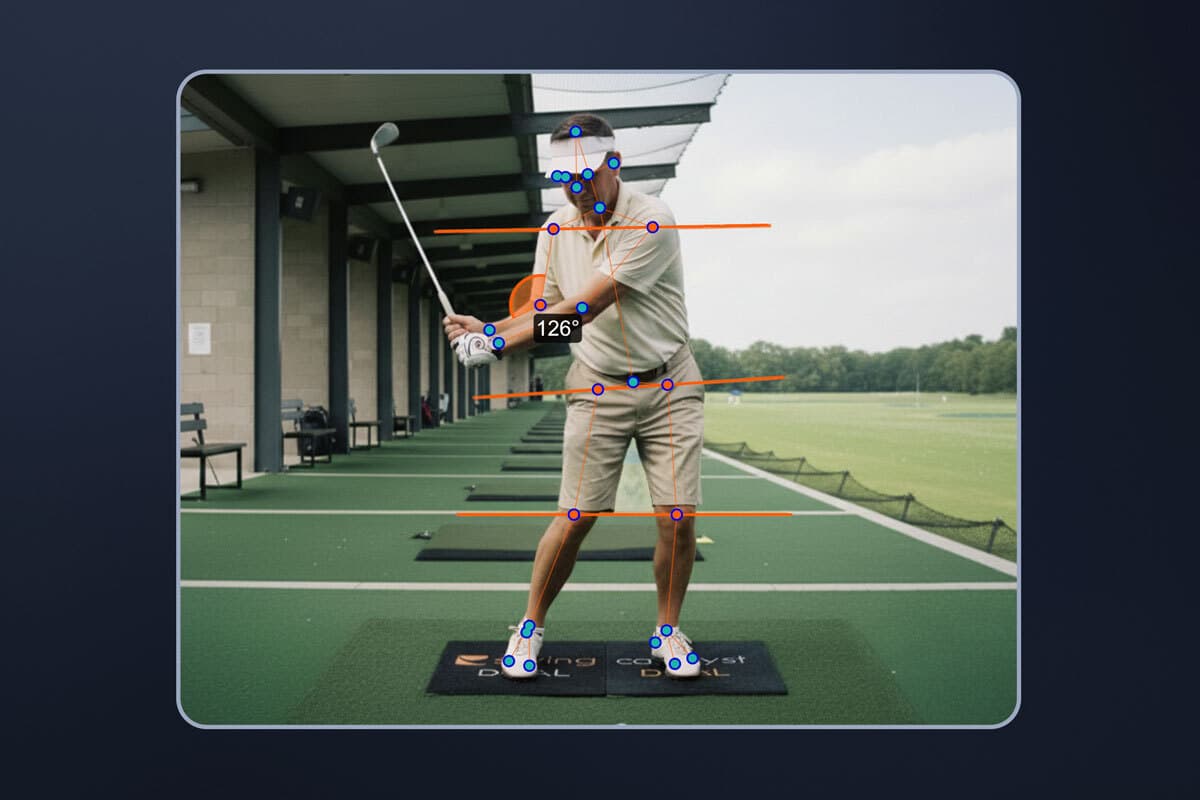 Golfer on driving range with MoCap markers