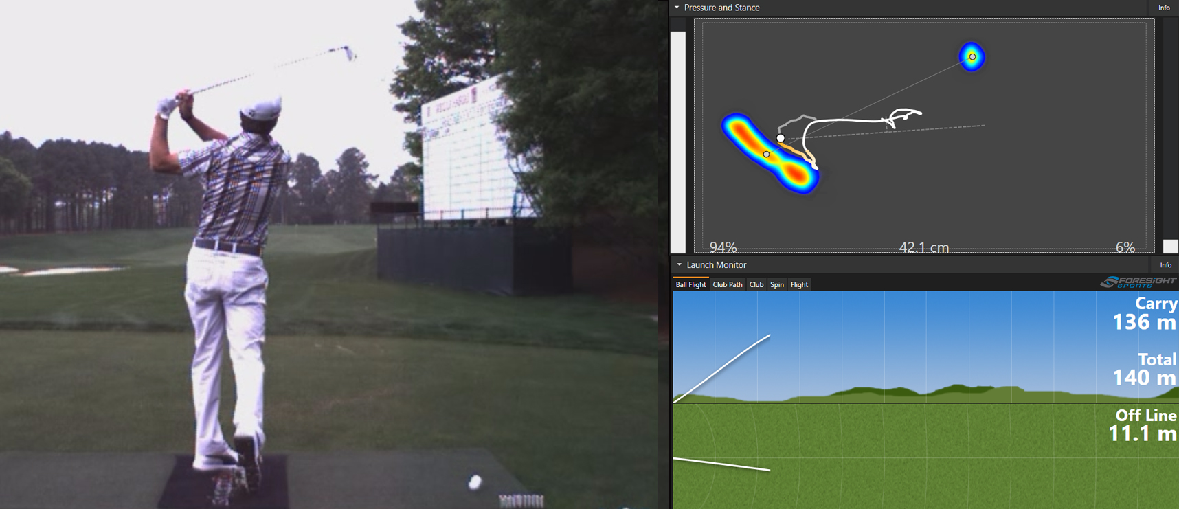 Ball/club tracking data is synced with the Motion Plate